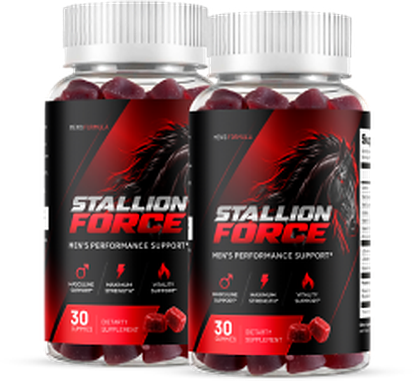 Two bottles of Stallion Force men’s performance support gummies